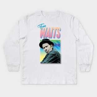 Tom Waits / Retro 90s Styled Aesthetic Design Kids Long Sleeve T-Shirt